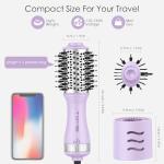Travel Hair Dryer Brush, Dual Voltage Blow Dryer Brush, Mini Hot Air Portable 2 inch Travel Hair Dryer Styler Volumizer Oval Shape (Purple)