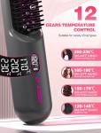 Cordless Hair Straightener Brush for Travel,Mini Hair Straightener Comb with Negative Ion,Portable hot Brush Hair Straightener for Women, Rechargeable 9600mAh Battery, Anti-Scald,12 Temp-Setting