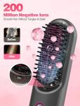 Cordless Hair Straightener Brush for Travel,Mini Hair Straightener Comb with Negative Ion,Portable hot Brush Hair Straightener for Women, Rechargeable 9600mAh Battery, Anti-Scald,12 Temp-Setting
