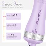 Travel Hair Dryer Brush, Dual Voltage Blow Dryer Brush, Mini Hot Air Portable 2 inch Travel Hair Dryer Styler Volumizer Oval Shape (Purple)