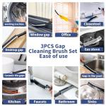 Crevice Cleaning Brush, Hard-Bristled Gap Scrub Brush, Toilet Gap Cleaning Brush Tool, for Scrub Small Spaces, Kitchen, Bathroom, Corner, Grout, Sink, Window Tracks, Hinges, 3pcs