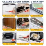 Grout Brush with Long Handle & Hard Bristle Crevice Cleaning Brush, Grout Cleaner for Tile Floors, Floor Scrubber for Tile Grout Line, Household Use, Multipurpose Gap Cleaning Tools by Foxtrot Living