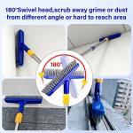ITTAR Grout Brush with Long Adjustable Handle, Swivel Scrub Brush, V-Shape Grout Line Scrubber with Stiff Bristle for Deep Cleaning Tile Grout, Shower, Kitchen, Hard-to-Reach Corners