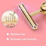Yeamon 2 in 1 Face Massager Golden Facial Electric 3D Roller and T Shape Arm Eye Nose Massager Skin Care Tool