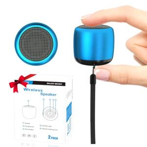 AUKSKY 2Pack Portable Mini Speaker, Bluetooth Tiny Speaker for Shower, Room, Bike, Rechargeable Battery, Built-in Microphone with Strap to Carry, Blue