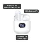 KTGEE Wireless Earbuds Bluetooth 5.3 Headphones, 40Hrs Playback Stereo Ear Buds with LED Display Charging Case IPX7 Waterproof in-Ear Earphones with Mic for Phone Tablet Laptop Sports, White