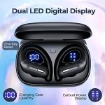 Wireless Earbuds Bluetooth 5.3 Headphones 90 Hrs Playtime Ear buds with Wireless Charging Case Power Display Over-ear Earphones with Earhooks Waterproof Stereo Headset for Android phone Workout Black