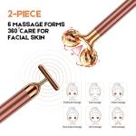 2-IN-1 Beauty Bar 24k Golden Pulse Facial Face Massager, Electric 3D Roller and T Shape Arm Eye Nose Head Massager Facial Roller Massager Kit Skin Care Tools