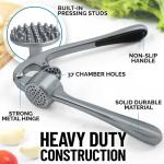 Zulay Kitchen Premium Garlic Press Set - Rust Proof & Dishwasher Safe Professional Garlic Mincer Tool - Easy-Squeeze, Easy-Clean with Soft, Ergonomic Handle - Silicone Garlic Peeler & Brush (Slate)