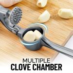 Zulay Kitchen Premium Garlic Press Set - Rust Proof & Dishwasher Safe Professional Garlic Mincer Tool - Easy-Squeeze, Easy-Clean with Soft, Ergonomic Handle - Silicone Garlic Peeler & Brush (Slate)