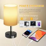 Bedside Table Lamps for Bedrooms Nightstand Lamp RGB Color Changing Bedside Lamp with 2 USB Charging Port and AC Outlet, 3 Way Dimmable Small Modern Lamp for Home Living Room Bedroom Party