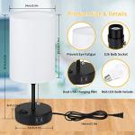 Bedside Table Lamps for Bedrooms Nightstand Lamp RGB Color Changing Bedside Lamp with 2 USB Charging Port and AC Outlet, 3 Way Dimmable Small Modern Lamp for Home Living Room Bedroom Party