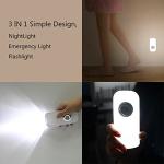 Bonashi 2 Pack LED Night Light, Flashlight Motion Sensor Cut 3-in-1, Rechargeable Emergency Light, Auto Sensing Energy Saving Wall Mount Plug-in Light Portable LED Torch White Small Size