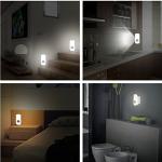 Bonashi 2 Pack LED Night Light, Flashlight Motion Sensor Cut 3-in-1, Rechargeable Emergency Light, Auto Sensing Energy Saving Wall Mount Plug-in Light Portable LED Torch White Small Size