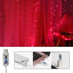 300 LED Curtain Christmas String Lights, Backdrop Fairy Lights With Remote Control USB Power 8 Lighting Modes Window Red Lights for Bedroom, Home, Xmas, Valentines Day Decor - 9.8ft x 9.8ft