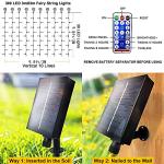 Whywhife Upgraded Solar Curtain Lights Outdoor Garden Fairy String Lights 300 LED 8 Modes Remote Control Waterproof Waterfall Lights for Gazebo Patio Party Festival Wedding Christmas Decorations(Warm)