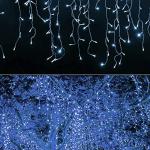Dazzle Bright 360 LED Christmas Icicle Lights, 29.5 FT 8 Modes Curtain Fairy Lights with 60 Drops, Connectable Xmas String Lights for Outside Holiday Wedding Party Decorations (White)