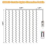 DealBeta Battery Operated Curtain Lights,9.8ft×9.8ft 300 LED Curtain Lights with Remote Timer 8 Modes, Waterproof Hanging Fairy Lights for Outdoor Indoor Wedding Christmas Decor (Warm White)