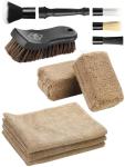 Fantasticlean 9PCS Car Interior Detailing Set, Microfiber Cloth & Applicator, Double-Head Detailing Brushes, Natural Bristles, Scratch-Free, Ultra-Soft for Seats Leather Care or Cleaning