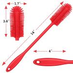 Purtribe Silicone Bottle Brush, Water Bottle Cleaner Brush with Long Handle, Perfect for Cleaning Narrow Neck Containers, Vacuum Sports Bottle, Tumblers, Flask, Glassware (1 Pack, Red)