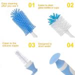 Chemimoso Multifunctional Cleaning Brush, Baby Bottle Brush, Bottle Brush Cleaner, Rotate The Suction Cup to Obtain The Small Bristle Brushes, Set Z, Green, Silicone and Nylon Brush
