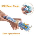 Chemimoso Multifunctional Cleaning Brush, Baby Bottle Brush, Bottle Brush Cleaner, Rotate The Suction Cup to Obtain The Small Bristle Brushes, Set Z, Green, Silicone and Nylon Brush