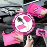 Viewsun 20PCS Car Cleaning Kit, Pink Car Interior Detailing Kit with Drill Brush Set, Windshield Cleaning Tool, Detailing Brushes, Wire Brushes, Cleaning Gel, Complete Cleaning Supplies for Women