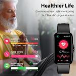 JYUAJOI Fitness Tracker with 24/7 Continuous Heart Rate, Blood Oxygen Monitor, Smart Watch with Sleep Monitor, IP68 Waterproof Activity Tracker Step Counter for Women Men (Black)