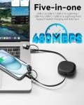 Multi Charging Cable, 2Pack 5 in 1 Retractable Lightning Charger Cable 60W USB C to USB C Fast Charging,Multiple USBC Cord Multi Car Charger for iPhone 17/16/15/14 Pro Max,iPad,Samsung S25 S24,Tablets