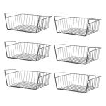 PATIKIL Under Shelf Basket, 6 Pack Small Sliding Under Cabinet Shelf Hanging Metal Storage Rack Organizer Space Saving for Kitchen Pantry Bookshelf 13"L x 10.2"W x 4.7"H, Black