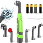 Kiato Electric Cleaning Brush, Battery Powered Scrubber with 4 AA Batteries, Small Electric Grout Brush & 5 Replacement Brush, Cordless Lightweight Brush for Tile, Sink, Window, Kitchen, Bathroom,SS03