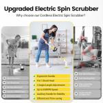 StarVal Electric Spin Scrubber, Cordless Cleaning Brush Shower Scrubber Up to 550 RPM with 9 Replaceable Brush Heads, Bathroom Scrubber Adjustable Extension Handle for Bathroom Kitchen Car (Yellow)