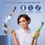 Kiato Electric Cleaning Brush, Battery Powered Scrubber with 4 AA Batteries, Small Electric Grout Brush & 5 Replacement Brush, Cordless Lightweight Brush for Tile, Sink, Window, Kitchen, Bathroom,SS03