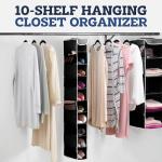 ZOBER Hanging Closet Organizer, 10-Shelf - Hanging Storage Organizer Shelves for Clothes, Towels, Toys - College Dorm Room, Nursery, & Home Closet