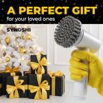 SYNOSHI Electric Spin Scrubber, Power Cleaning Brush with 3 Heads, Cordless Waterproof Shower Scrubber with Dual Speed, Perfect for Cleaning Bathroom, Tile, Cars, Floor. Electric Scrub Brush for tub