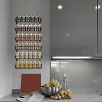 SWOMMOLY Adjustable Wall Mount Spice Rack Organizer, 12-Tier Dual-use (Multi-use) Hanging Spice Shelf Storage for Kitchen Pantry Cabinet Door, Seasoning Holder Organizer, Black