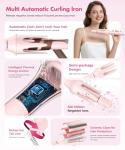 HarrFlow Automatic Hair Curler for Women 7 in 1 Curling Iron & Hair Straightener Brush with 3 Heat Settings, Timer, 300M Negative Ions & Dual Voltage for Frizz-Free Curls at Home & Travel