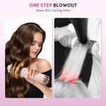 Automatic Dual Voltage Travel Hair Dryer Brush Compact Mini Hot Air Brush with European Plug One Step Blow Dryer and Styler for Women, Oval Barrel 3 Heat & 2 Speed Settings