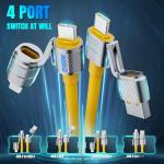 4-in-1 Multi USB C Charging Cable Cord Fast Charge 240W, USB A/C to USB C/L, Chubby Cable C Compatible with iPhone iPad Samsung MacBook Tablets All Devices, Camping & Travel Essentials (1Pack, 4.8FT)