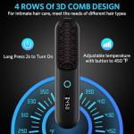 UPoetry Cordless Hair Straightener Brush – Portable Ionic Hot Comb with 65W Fast Charger, Mini Travel Hair Straightening Brush for Women, Lightweight for On-The-Go Styling (Black)