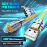 4-in-1 Multi USB C Charging Cable Cord Fast Charge 240W, USB A/C to USB C/L, Chubby Cable C Compatible with iPhone iPad Samsung MacBook Tablets All Devices, Camping & Travel Essentials (1Pack, 4.8FT)