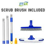 ITTAR Grout & Scrub Brush Combo, Floor Scrubber with Long Handle, Multi-Purpose Stiff Bristles Cleaning Brush Set for Tile, Grout, Deck, Kitchen, Shower Floor (2 Pcs)