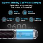 UPoetry Cordless Hair Straightener Brush – Portable Ionic Hot Comb with 65W Fast Charger, Mini Travel Hair Straightening Brush for Women, Lightweight for On-The-Go Styling (Black)