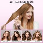 Automatic Dual Voltage Travel Hair Dryer Brush Compact Mini Hot Air Brush with European Plug One Step Blow Dryer and Styler for Women, Oval Barrel 3 Heat & 2 Speed Settings