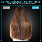 UPoetry Cordless Hair Straightener Brush – Portable Ionic Hot Comb with 65W Fast Charger, Mini Travel Hair Straightening Brush for Women, Lightweight for On-The-Go Styling (Black)