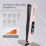 Mini Cordless Hair Straightener and Curler 2 in 1, Mini Portable Flat Iron Adjustable 350°F-420°F Travel Hair Straighteners LED Display/5000mAh Ceramic Flat Iron Hair Straightener for Women Men(Pink)