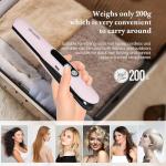 Mini Cordless Hair Straightener and Curler 2 in 1, Mini Portable Flat Iron Adjustable 350°F-420°F Travel Hair Straighteners LED Display/5000mAh Ceramic Flat Iron Hair Straightener for Women Men(Pink)