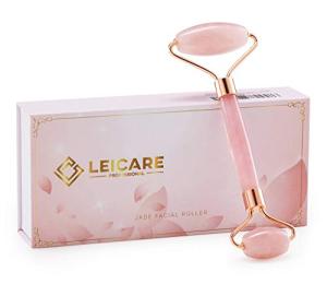 LeiCare Jade Roller for Face - Rose Quartz Face Roller Skin Care - Stone Facial Roller, Face Massager for Women, Relieve Stress, Remove Wrinkles Eye Puffiness