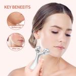 3D Metal Facial Roller Massager- Improves Complexion & Remove Eye Wrinkles, Face Massage Tool - Skin Tightening & Toning, Gua ShaTool-Tightens & Tones Skin Appearance.