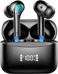 Wireless Earbuds Bluetooth 5.4 In Ear Buds 6 Mic ENC Noise Cancelling Clear Calls, Deep Bass HiFi Stereo Sound Earphones 35H Playtime LED Power Display IPX7 Waterproof Headphones for Android iOS Black